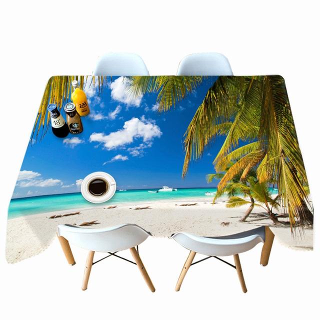 

Скатерть с рисунком морского пейзажа и кокосовой пальмы, утолщенная хлопковая прямоугольная круглая скатерть для свадьбы, пикника, вечеринки 40 X 40CM