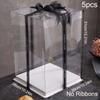 5pcs Transparent Flower Box Cake Packaging Boxes Carrier Container for Large Tall Layer Tiered Cakes Flower Packaging Box No Ribbons