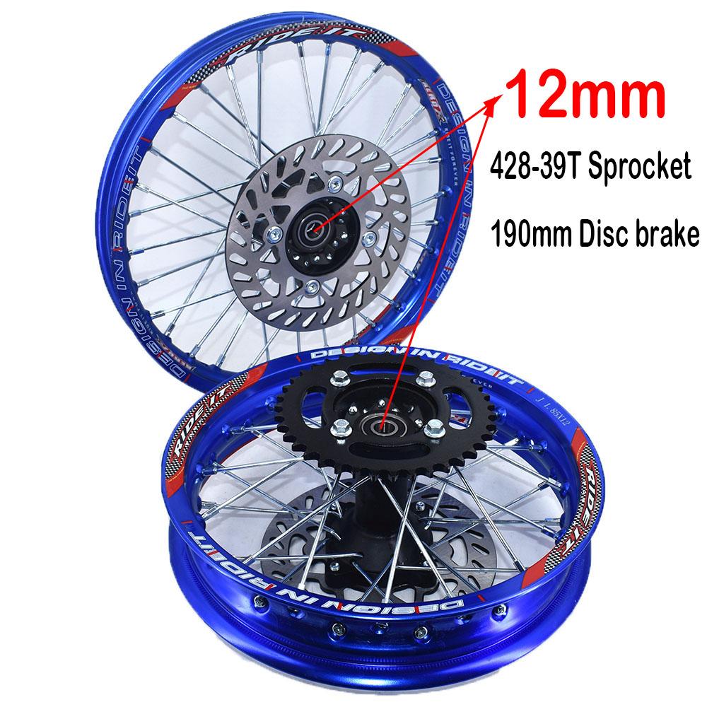 Aluminum Alloy Wheel Front 1.40-14 Inch Rear 1.85-12 Inch Rims Sprocket Disc Brake For KLX CRF Kayo BSE Dirt Pit Bike Motorcycle