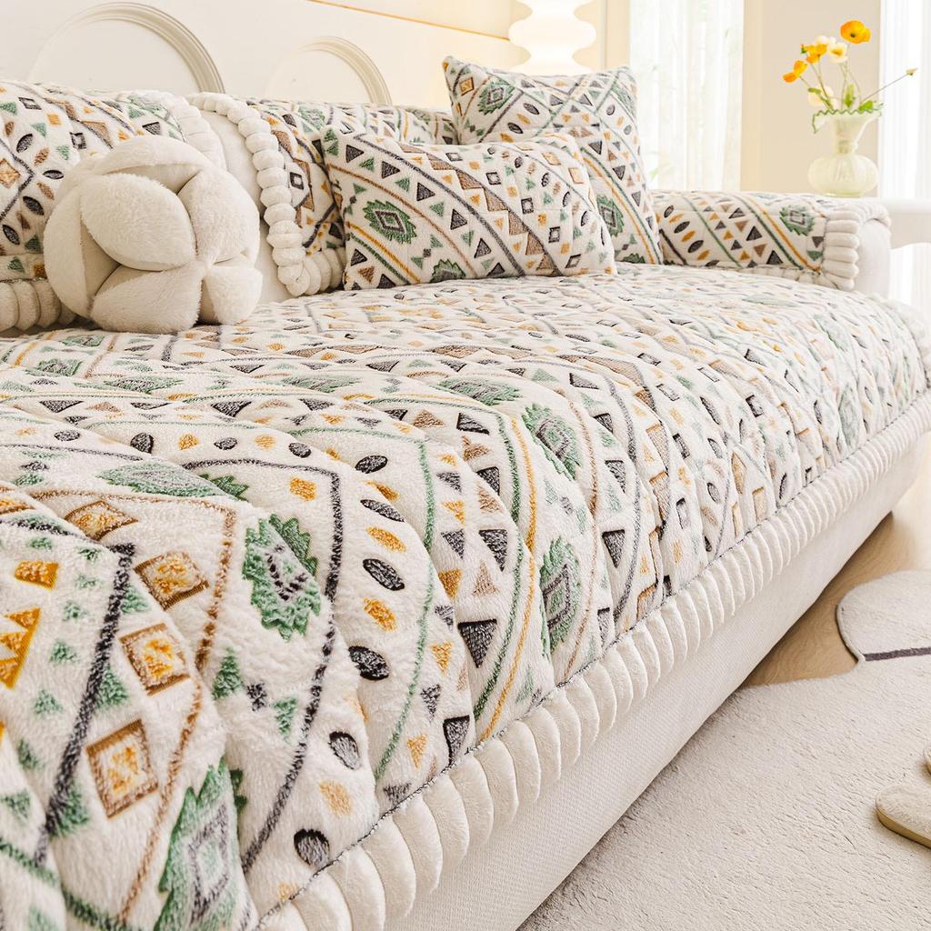 Bohemian High-Weight Snowflake Velvet Sofa Cushion Cover, Autumn/Winter 2025, Non-Slip Design