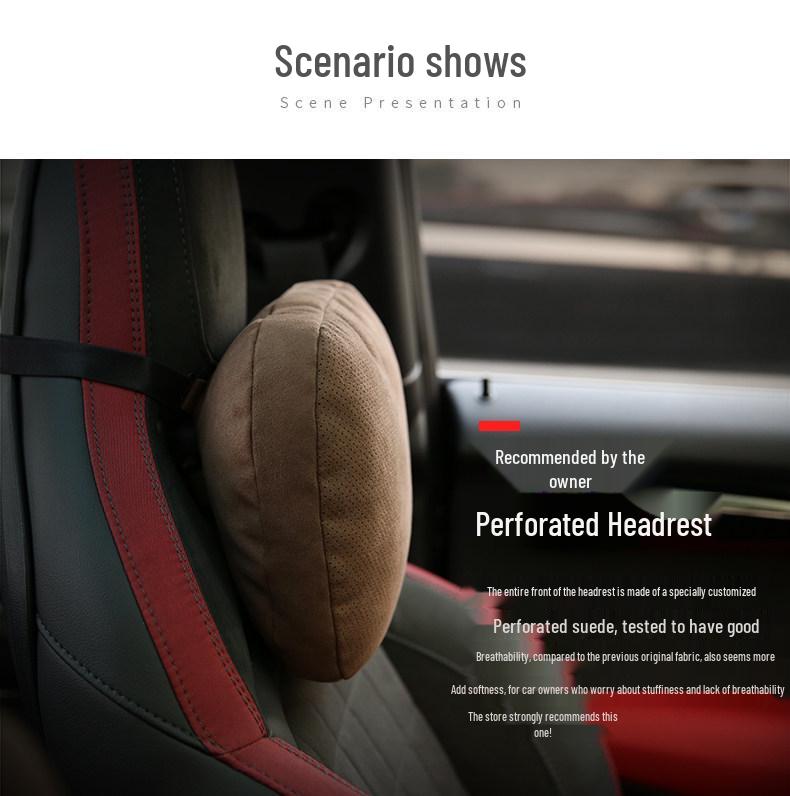 Wildleder DuPont Baumwolle Nacken- und Taillenstützkissen für Tesla und Mercedes-Benz S-Klasse Maybach Kopfstützen.