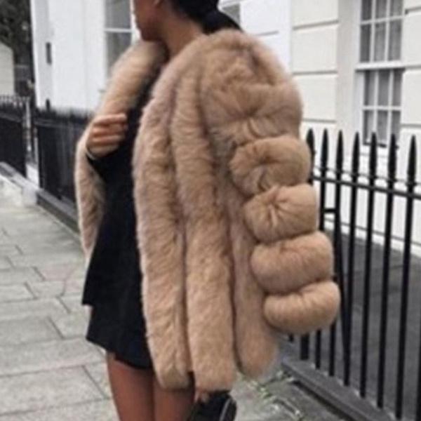 Fashion Women's Winter Luxury Faux Fur Coat Elegant Furry Thick Warm Jacket Fake Fur Party Cardigan Coat