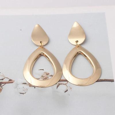 Gold Color Water Drop Women Dangle Earrings Cut Out Metal Geometric Statement Drop Earrings for Ladies Casual Versatile Earrings