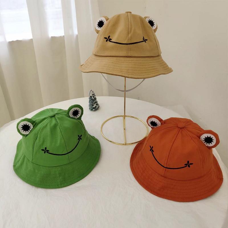 Frog Cartoon Cute Embroidery Children  Adult Summer Sunshade Hat Fisherman
