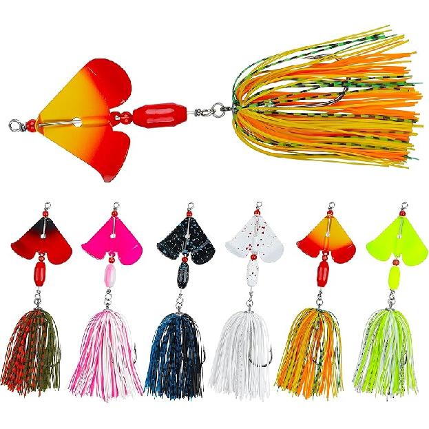 Bass Fishing Lures Kit Fishing Buzzbait Lure Bass Spinner Baits Kit Buzzbait for Bass Fishing Multicolor Swimbait Topwater Lure Hard Metal
