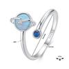 Silver adjustable ring opalescent PLANET silver 925