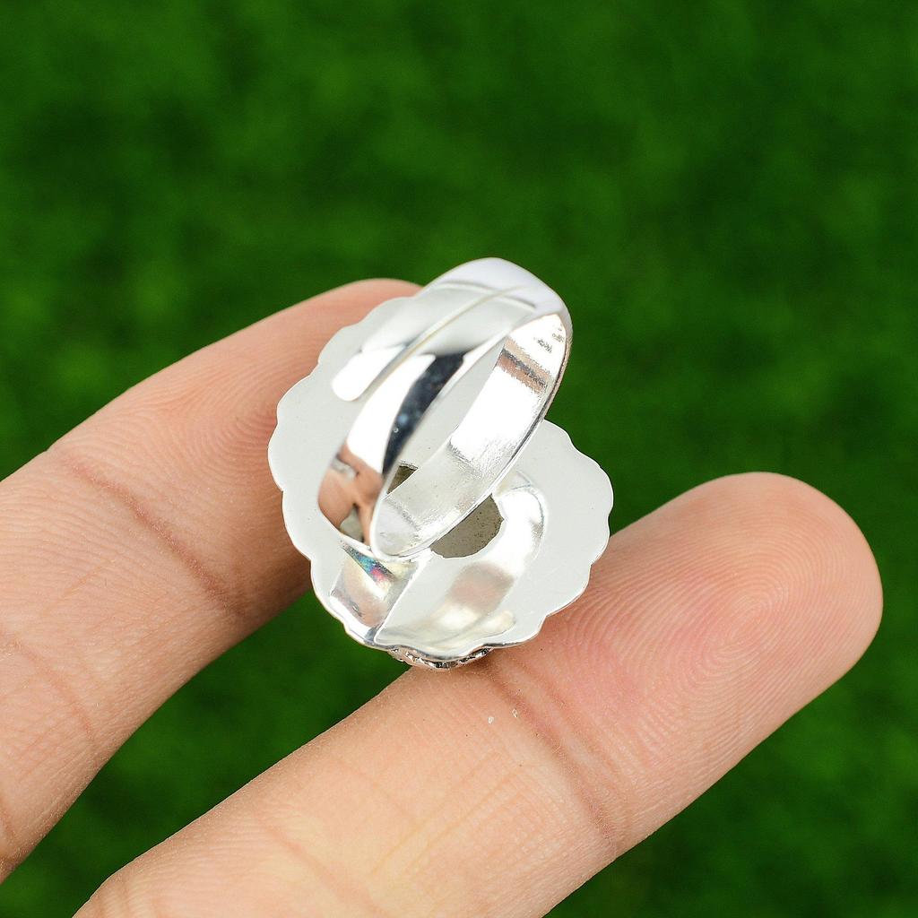 Natural Rainbow Moonstone Sterling Silver Flower Engagement Solitaire Wife Ring
