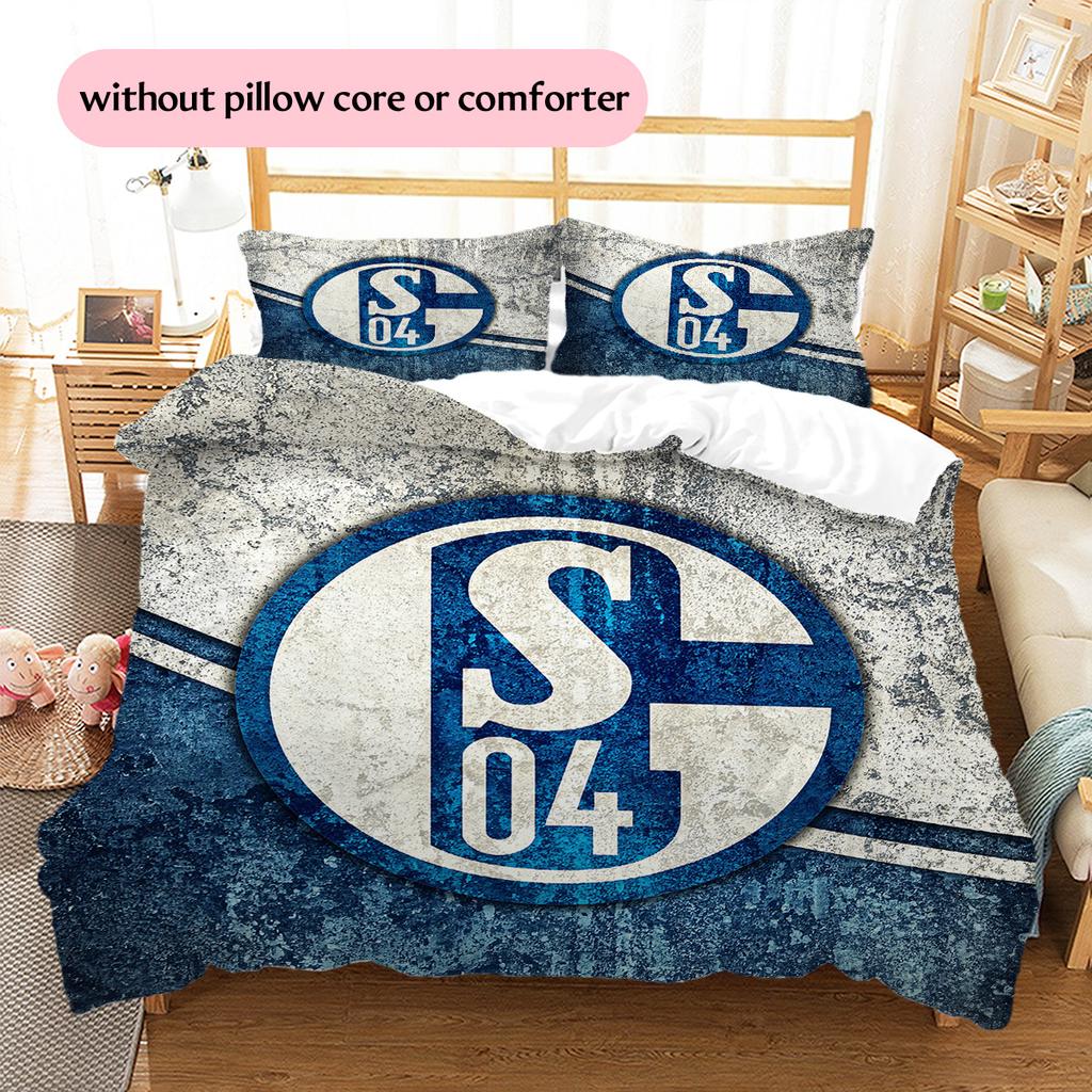 FC Schalke 04 Muster Bettwäsche Bettdecken-Set Heimdekoration Geschenk (1 Bettbezug + 2 Kissenbezüge (ohne Füllung))