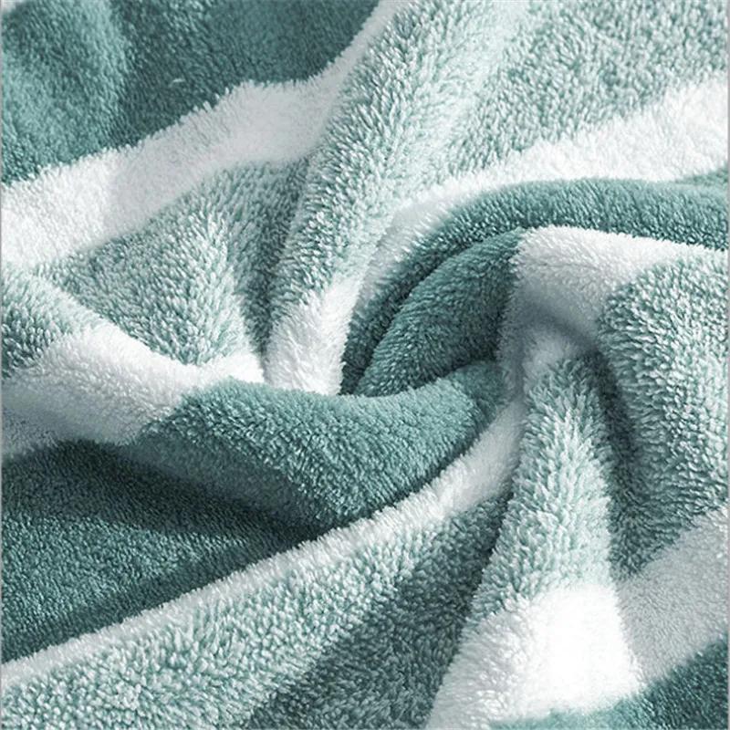 1Pc 34x75cm Coral Velvet Striped Water Absorbent Face Washcloth Bathroom Wipe Hair Quick-drying Hand Towel