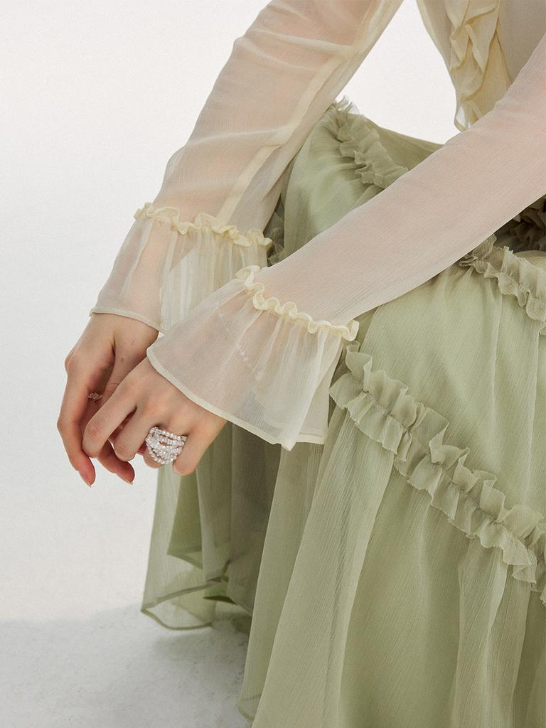 Sinseuden Porcelain Sheer Blouse Set