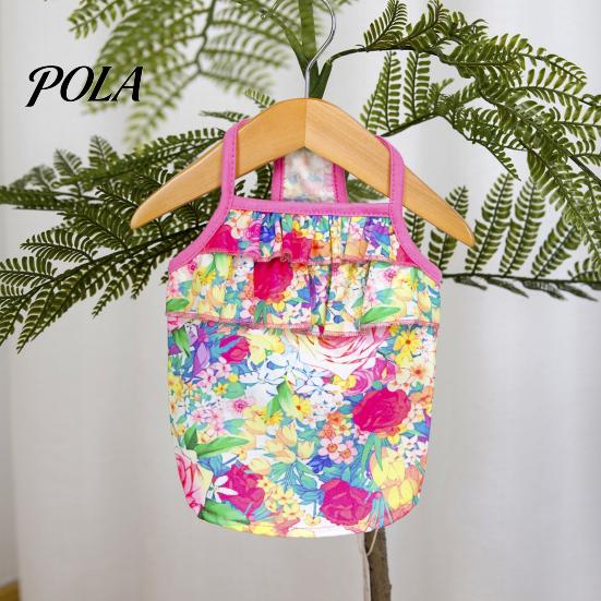 Breathable Dog Clothing Floral T-Shirt, Sleeveless Girl Shirt, Double-Layered Ruffle Double-layer Shirt Female Pet Outfit for Small Dogs Summer