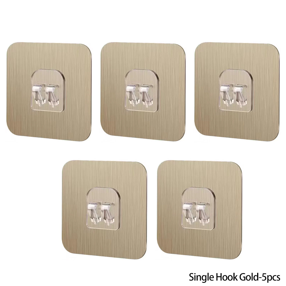 5PCS Waterproof Strong Adhesive Hook Shelf Sticker for Bathroom Kitchen Wall Shelf Rack Kitchen Sticking Wall Screw Hook Hanger