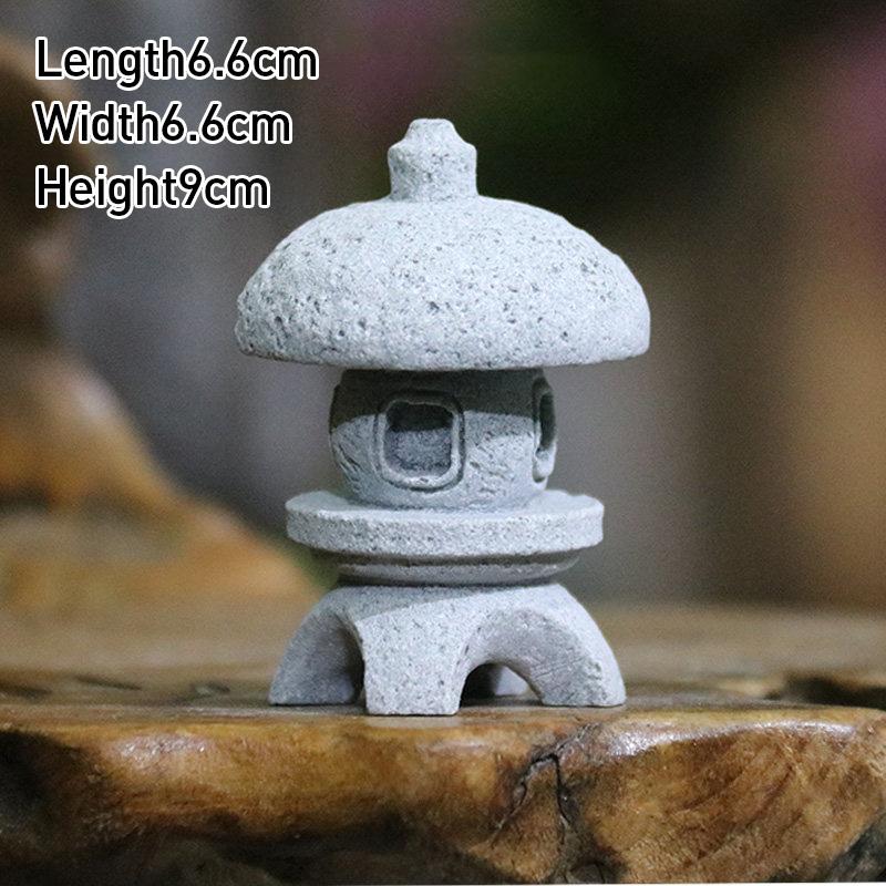 Vintage Zen Miniature Sand Stone Tower Pavilion Ornaments Lantern Figurines Japanese Garden Bonsai Rockery Lanscaping Home Decor