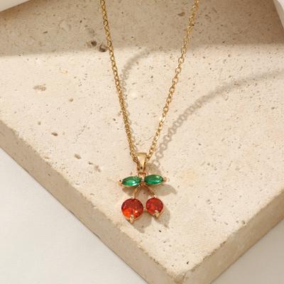 Cherry Pendant Necklace for Women 2025 New Personality Fashion Golden Necklace Wedding Jewelry Accessories Gifts