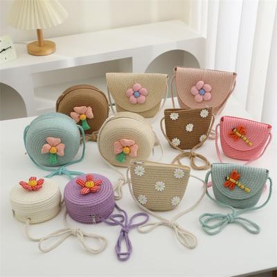 Summer Children's Bag Women's Pastoral Straw Bag Woven Bag New Cute Fashion Girl Crossbody Straw Bag