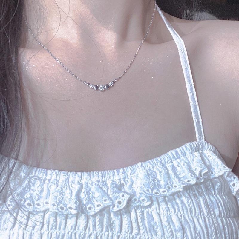 S925 Sterling Silver Geometric Curved Necklace Female Korean Version Personalized Versatile Diamond Pendant Autumn and Winter New Collarbone Chain