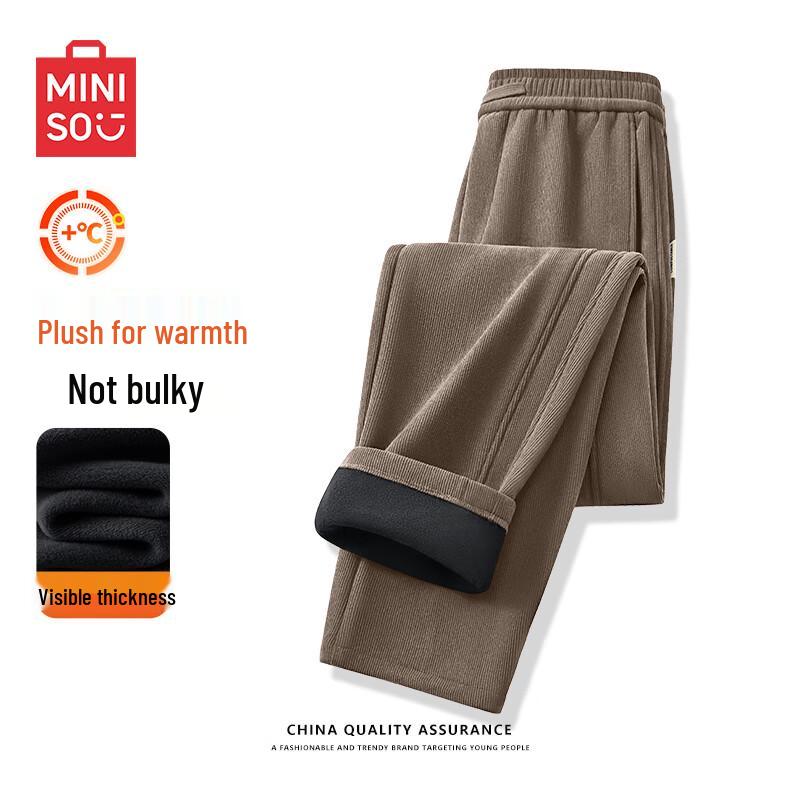 

MINISO Men s Winter Fleece-Lined Corduroy Straight Leg Casual Pants 2XL