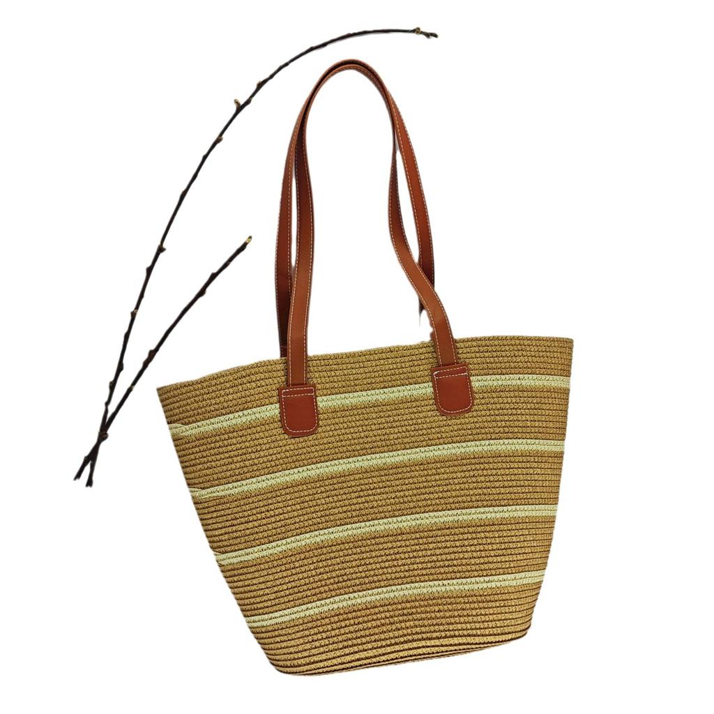 Strohtasche Damen Sommer Rattan Tasche Tragetasche Wind Schulter Strandtasche Nische Literarisch Neu