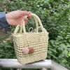 Grass Woven Rattan Storage Basket Crossbody Bag Handmade Straw Woven Basket Small Handbags Beach Shoulder Bag