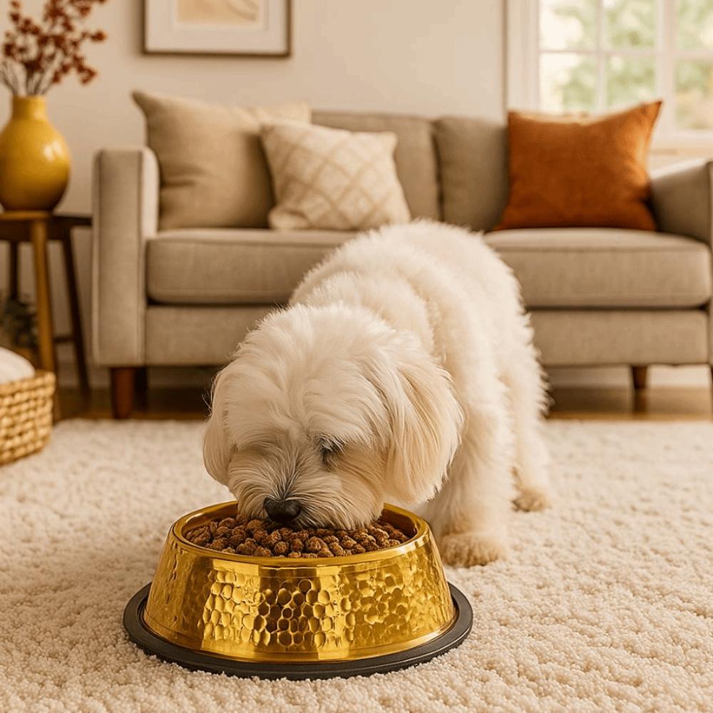 Large Capacity Pet Feeding Bowl Stainless Steel Gold Plated Dog Drinking Basin Anti Slip Metal Cat Food Dish For Dogs Cats
