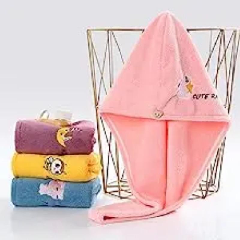 Hair Drying Towel Microfiber Hair Towel Wrap with Buttons Super Absorbent Twist Turban Shower Gift for Kids and Women