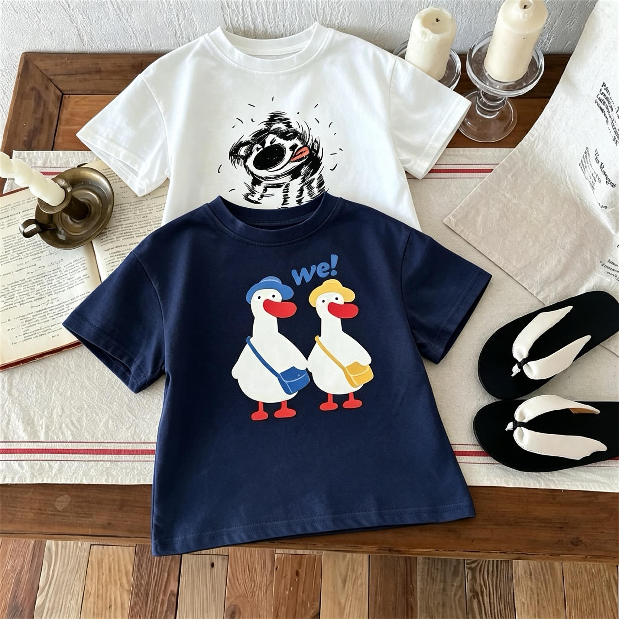 

Korean Versatile Fashion Boys T-shirt Summer Clothing Loose Casual Short Sleeved Tops Kids Tops Children s Wear Tshirts Crewneck 110