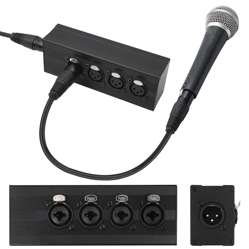 XLR 1 Male To 4-Way Female Audio Converter 3 Pin 4-in 1-Out Audio Splitter Converter Box for Mixer Microphone Power Amplifier