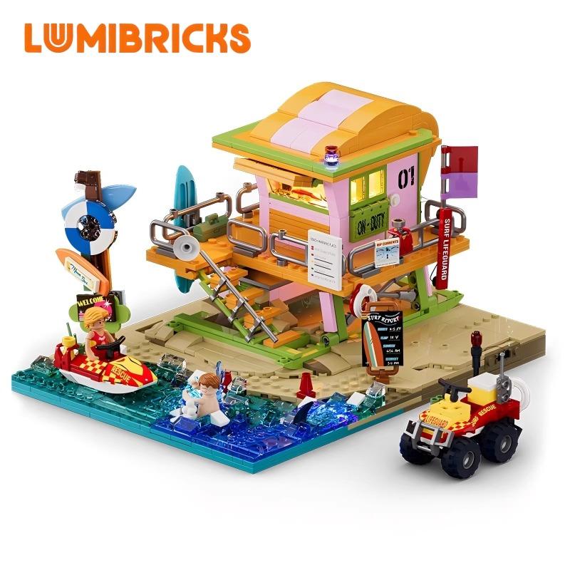 Lumibricks New Road Travel Series Coastline Lifeguard Station Street View Building Blocks Puzzle Building Toy Building Model