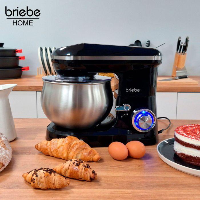 Robot Pâtissier Cuisine Multifonction Bol Inox 5L 6 Vitesses Écran Tactile LED Briebe KM1164 1800W Noir 01581