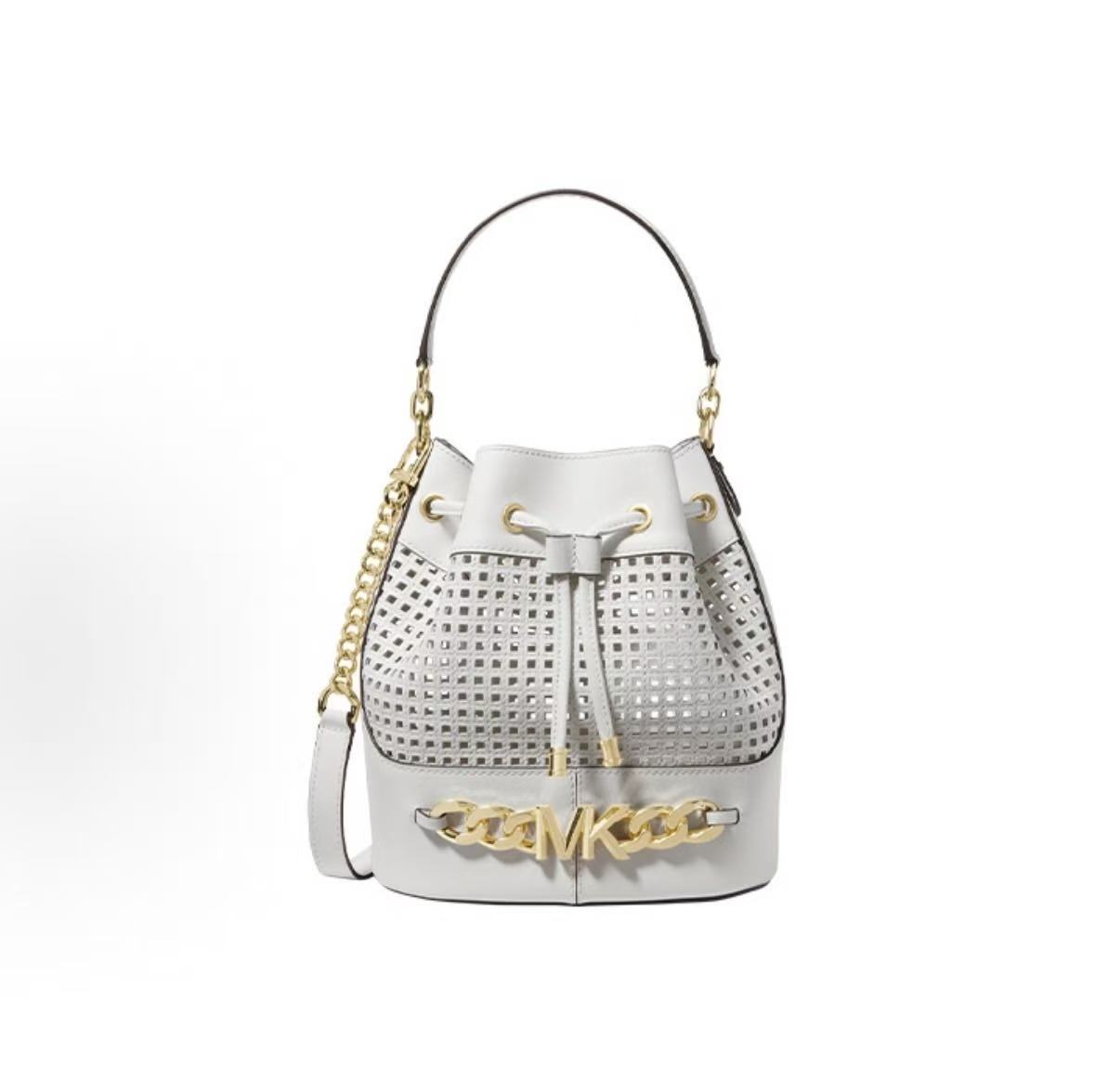 

Michael Kors Mk Devon Cutout Leather Crossbody Handbag Medium Women Handbags White 30T2GDVS2L-085 Basic Set (Bag+Dust Bag)