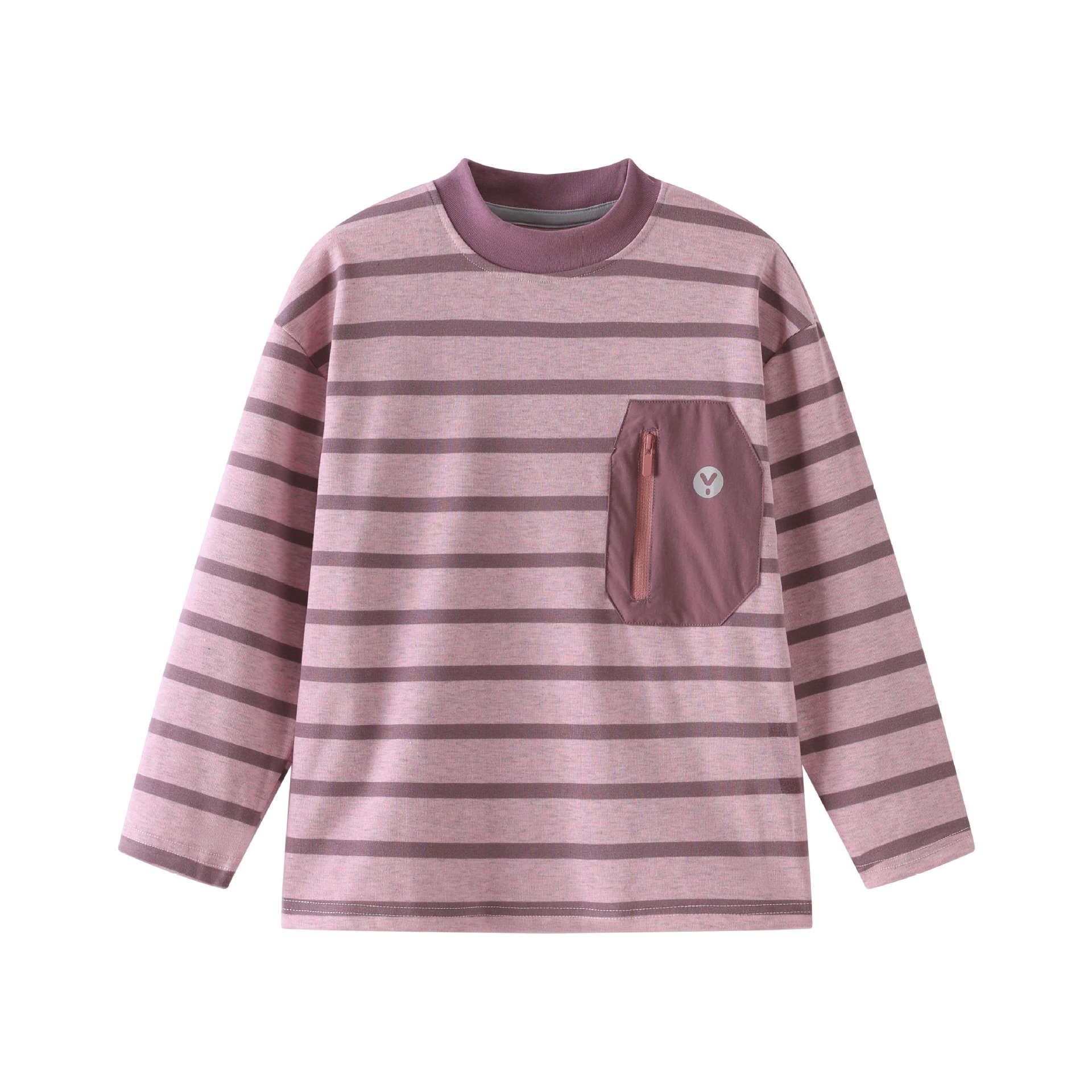 

2025 Striped Color Block Zipper T-shirt - Children s Long Sleeve Base Layer Top for Autumn (Unisex) 110