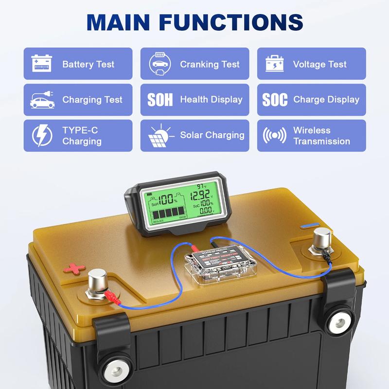 12V Battery Tester Battery Health Analyzer Charging Tester Tool ANCEL BM200 PRO 12V LED Car Battery Monitor Head-Up Display