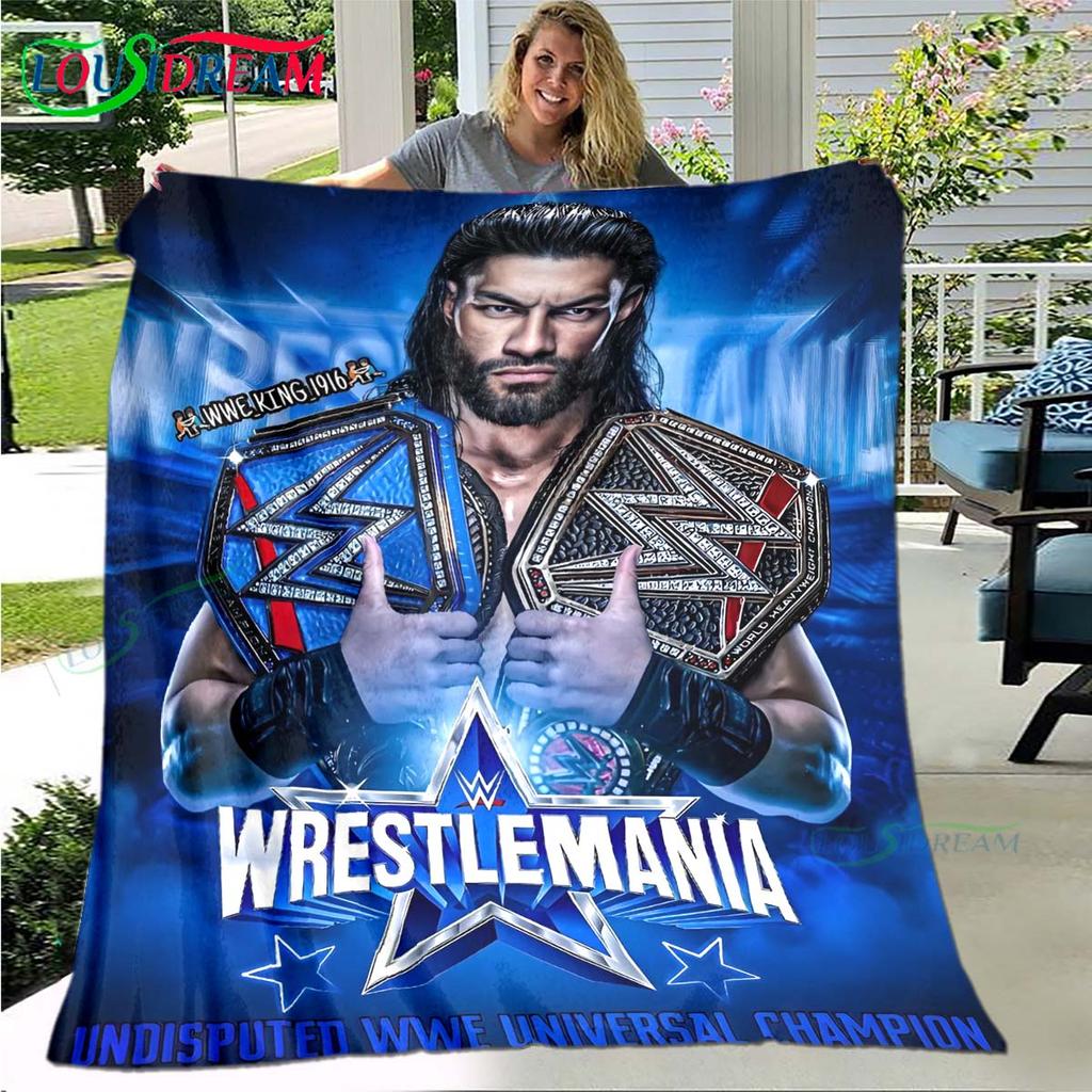 Fashion Wrestling Sport W-Wwe Print Blanket Flannel Thin Blanket Portable Home Travel Office Lunch Break Blanket Bath Towel Gift