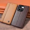 Etui z klapką do OPPO Reno 15 15F Reno15 Pro Max 5G Prawdziwa skóra Magnetyczne Etui Wzór kratki ze skóry bydlęcej Portfel z kieszonkami na karty Etui