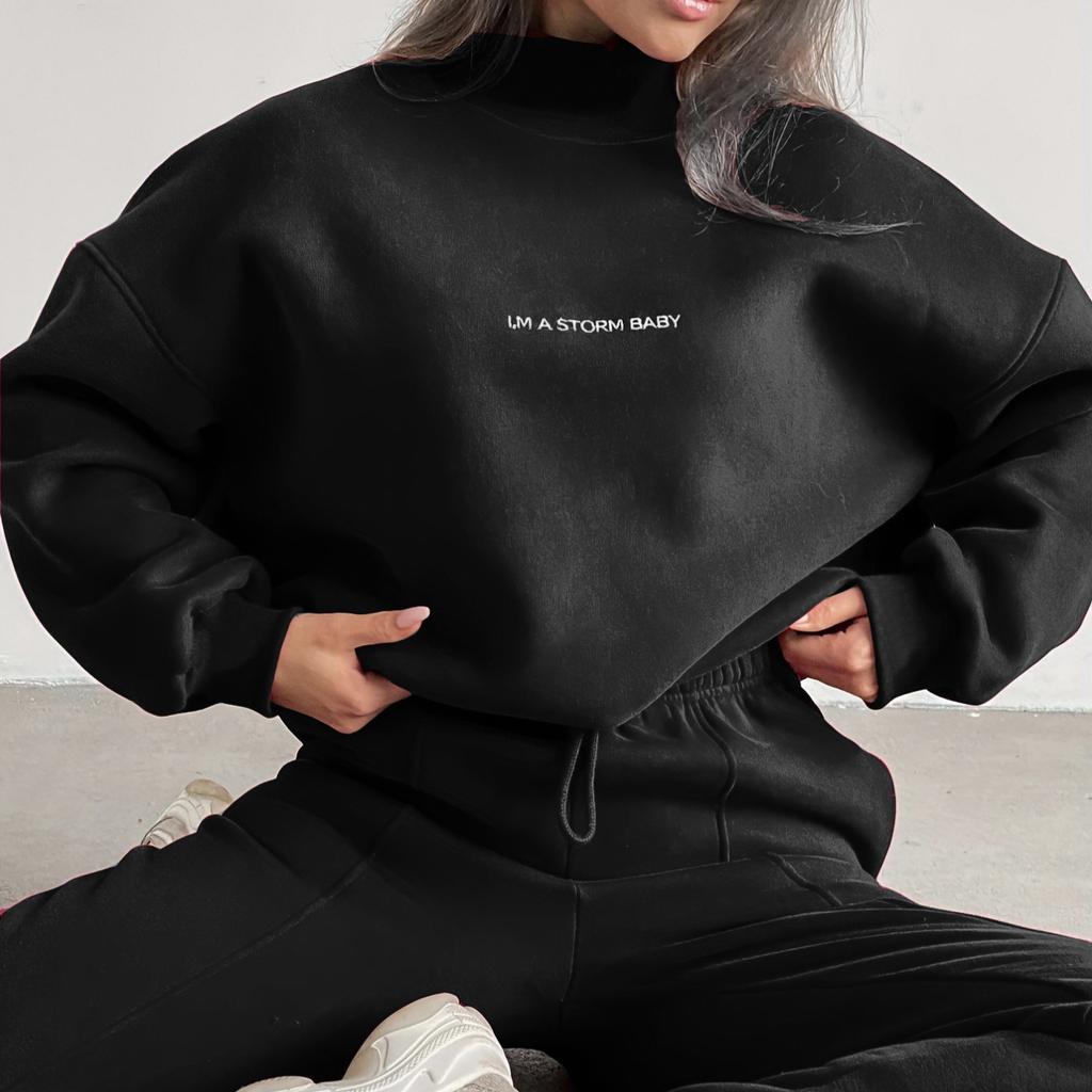 2026 Spring and Autumn New Women's Printed Casual Versatile Sweater Set Two-piece Set