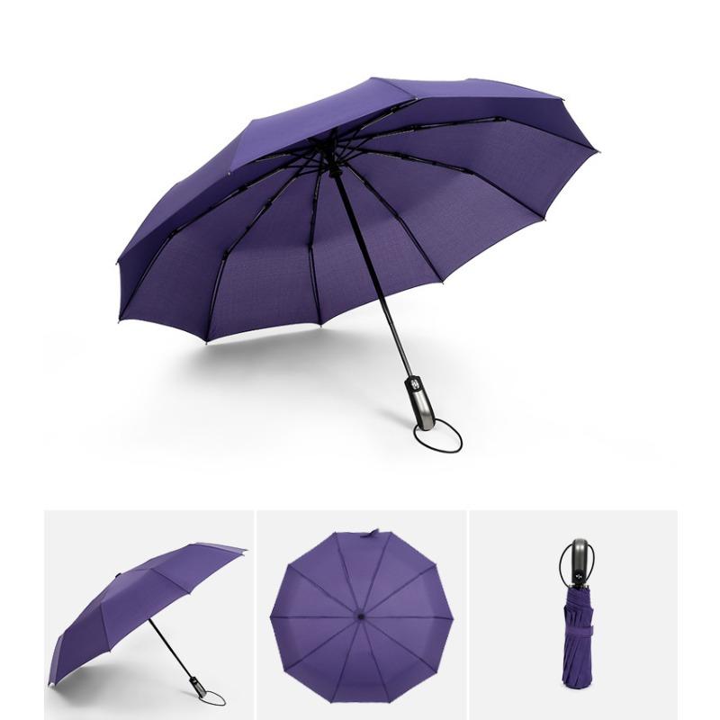 

Полностью автоматический складной зонт с десятью костями, автоматический складной зонт с десятью костями, увеличенный ветрозащитный зонт втрое сложенный