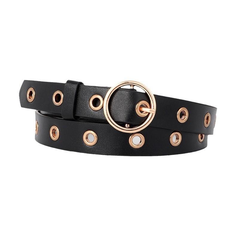 Versatile Pu Leather Belt For Women With Punching Detail And Buckle Metal