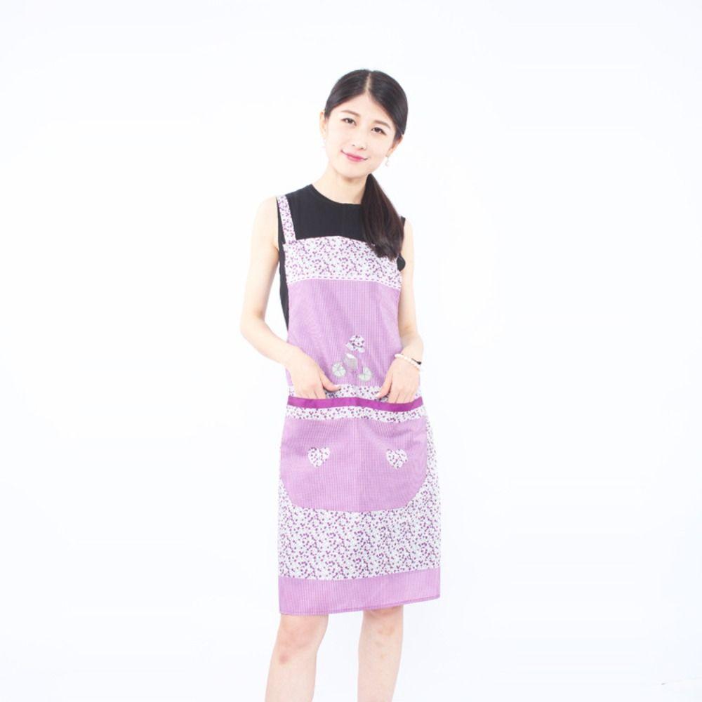 With Double Pocket Women Waterproof Apron Sleeveless Cooking Apron Kawaii Aprons Restaurant