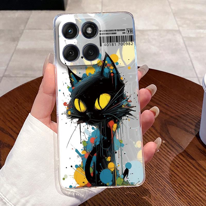 Casing For Motorola Edge 60 Fusion Pro 60s Aesthetic Fashion Cute Cat Astronaut Soft Silicone Back Cover Transparent Phone Case
