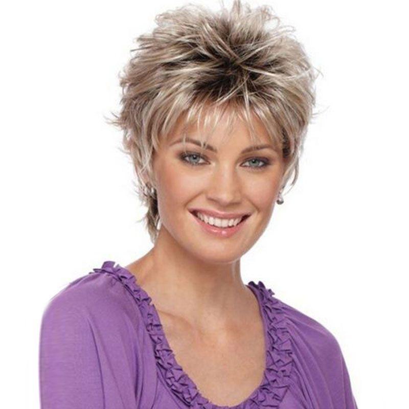 Women's Short Hair Full Wig Natural Curly Wavy Synthetic Wig For Cosplay Parties
