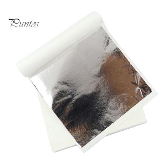 100 Sheets Imitation Gold Foil Metallic Foil Squares Sliver Alloy Foil for Gilding Art Nail Decoration DIY Resin Candle Plaster Craft