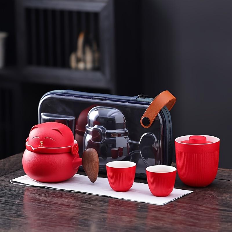 1set Travel Tea Set Portable Ceramic Teapot Suitable For Outdoor Camping Family Gathering RV Travel Birthday Gifts Holiday Gifts Chinese New Year Gift