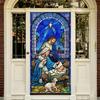 Christmas Decoration Fabric Door Banner Christmas Door Cover Set Nativity Scene Banner Decorations for Holy Night Xmas Door Sign