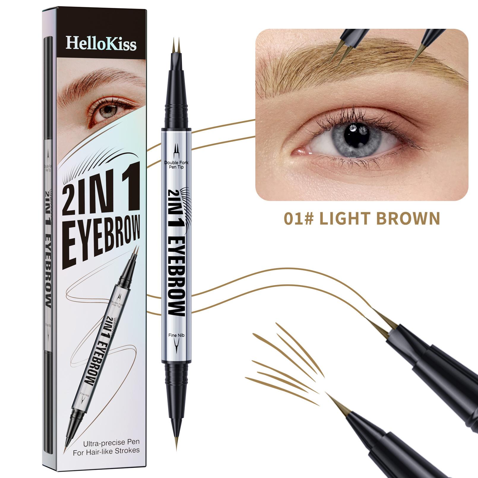 Binary Eyebrow Pencil Double Head 2In1 Waterproof And Sweat-Proof Wild Eyebrow Liquid Eyebrow Pencil 1ml+1ml