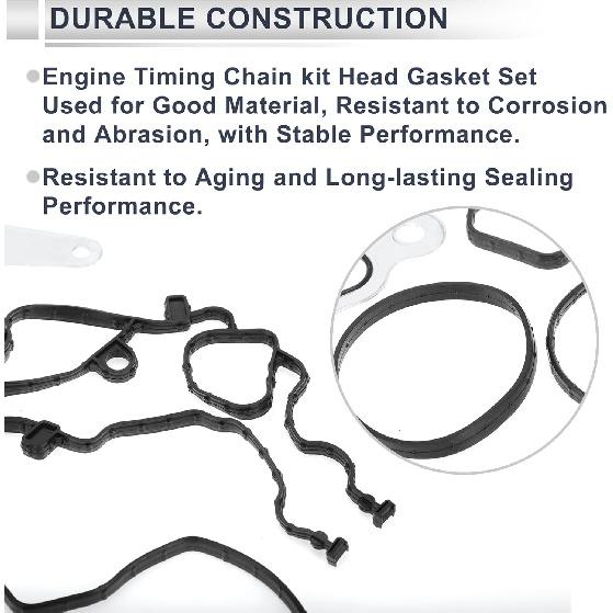 Engine Timing Cover Gasket Set TCS46162 for Jeep Wrangler 2012-2016 3.6L 3.2L Long-lasting Sealing Chain Case Cover Gasket Rubber,Metal 1 Set