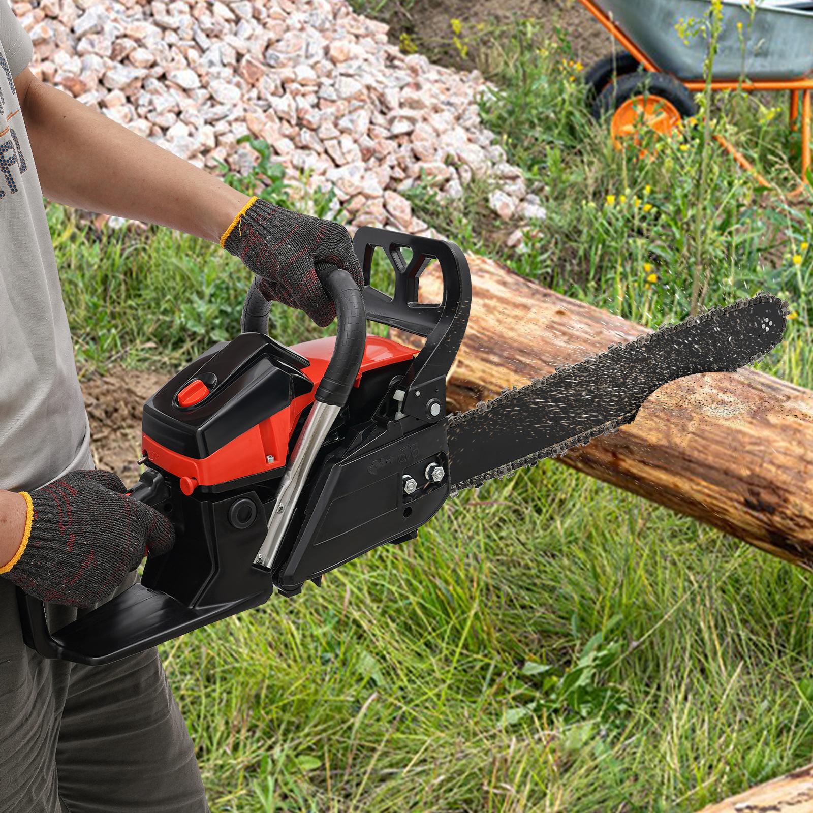 

Chainsaw 18 Inch Gas Powered, 58CC 4.4HP Handheld Cordless Gasoline Chain Saws 2-Stroke, Chainsaw for Trees Wood Forest Cutting червоний