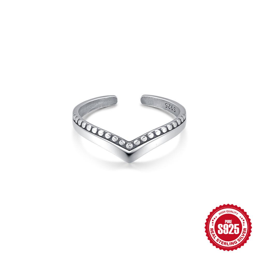 925 Sterling Silver Thai Silver Style Retro Fashion Old Ring Women'S Personality Trend Sun Moon Ring Simple