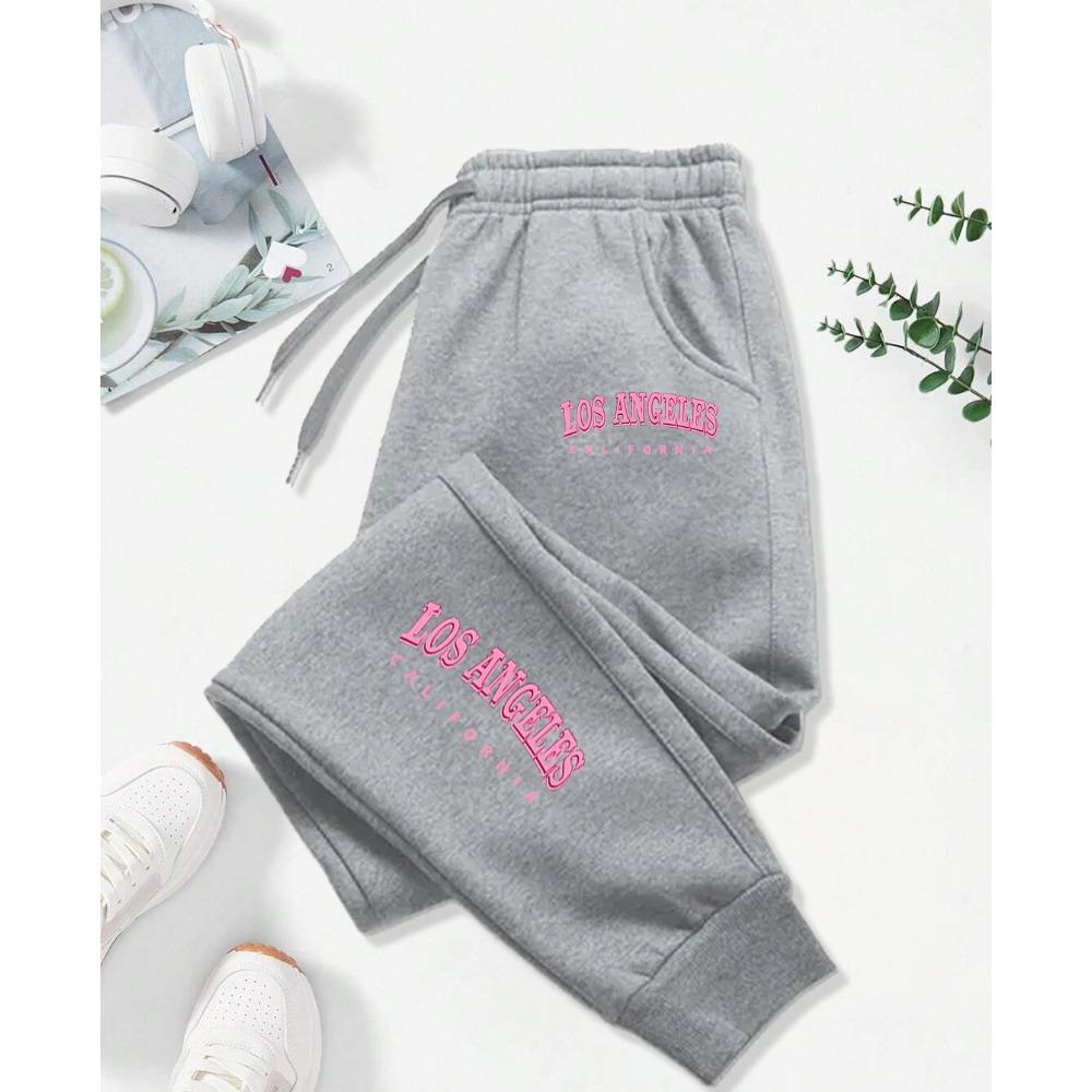 

Лос-Анджелес Калифорния Розовые Принты Принт Брюки Женские На кулиске Карман Спортивные Штаны Джоггеры Повседневные Осенние Брюки 2XL