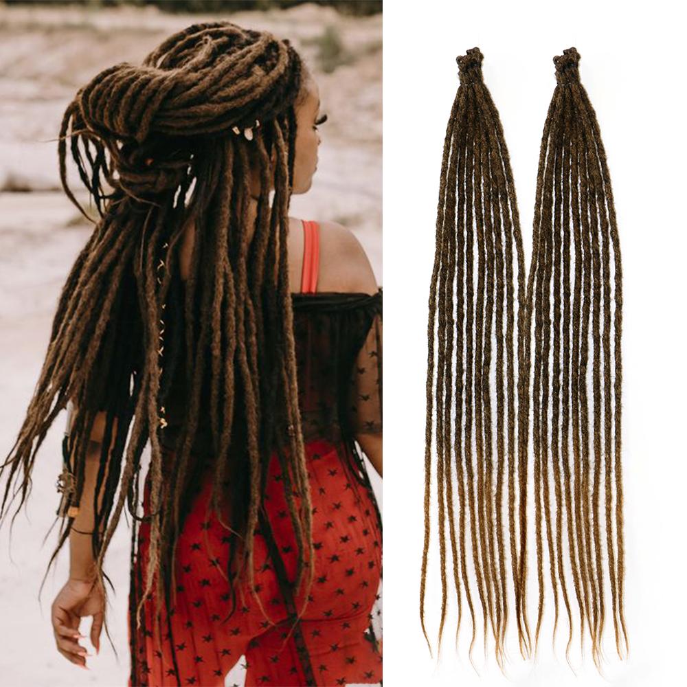 24 Inch DreadLock Extensions Handmade Thin And Soft Reggae Hip-Hop Style Synthetic DreadLock Extensions Crochet Hair for Women