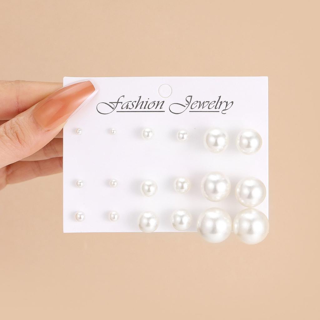 New Fashion Colorful Pearl Earrings Set Korean Black White Beige Oversized Pearl Earrings Statement Women Wedding Jewelry Gifts